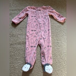 🌙Carter's Pink Fleece Footed One Piece with Animal Print | 3 for $15 Pajamas